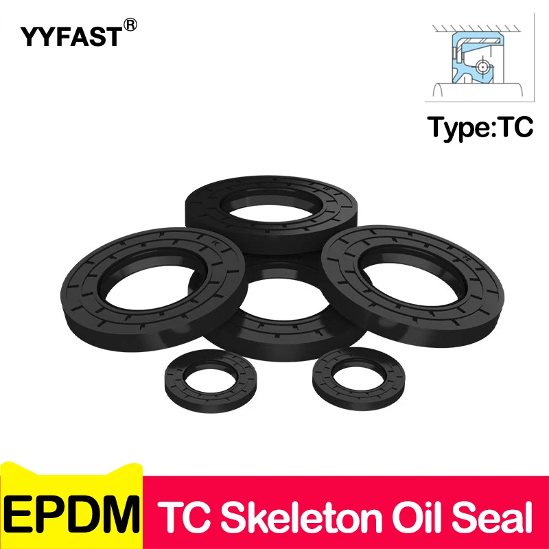 EPDM TC Skeleton Oil Seal,Framework,Cover Double Lip with Spring for Bearing Shaft,Water seal,Rotary Shaft Seal,Low Wear Rate