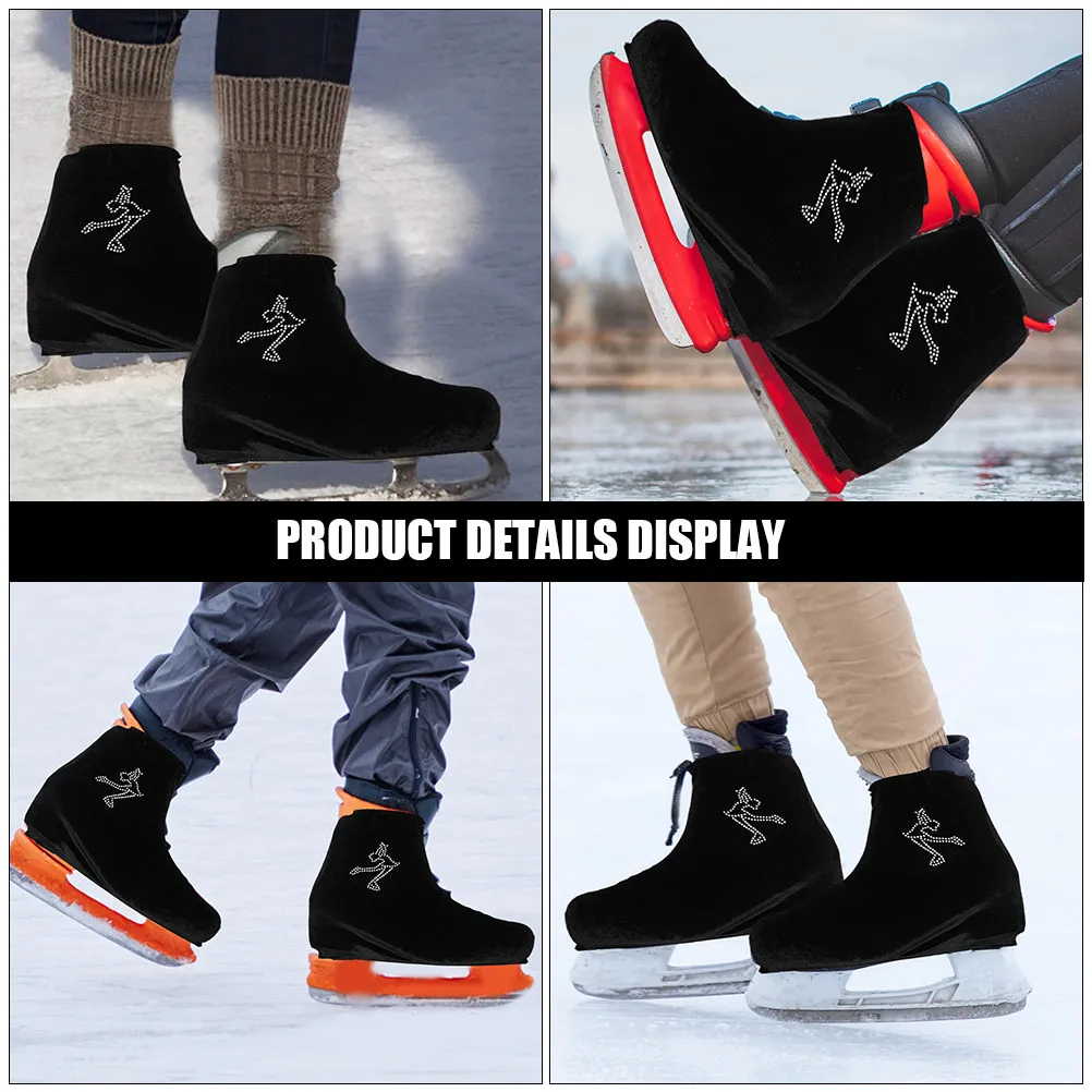 

1Pair Stretchable Polyester Skating Boot Covers Ice Skate Guards for Hockey Figure Roller Skates Protective Cover Wear-Resistant