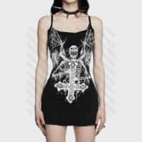Women's Dress Punk Y2K Gothic Hip Hop Summer Casual Streetwear Rock Harajuku Graphic Aesthetic Summer Suspender Dress Emo Girl