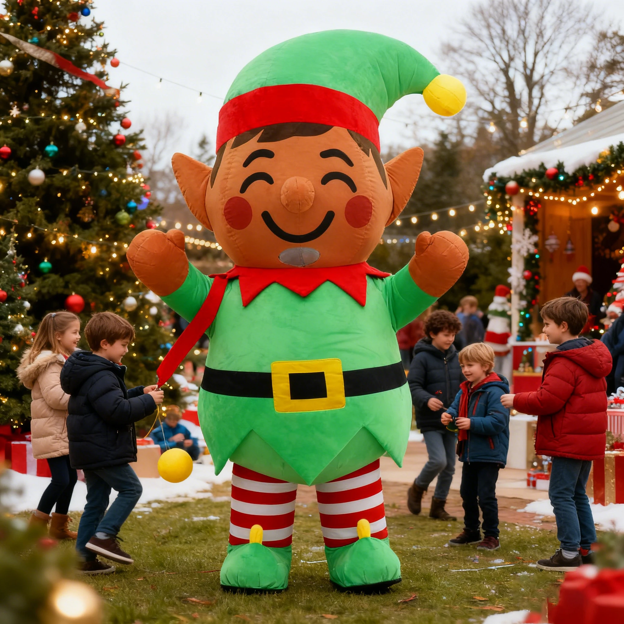 Kerstelf opblaasbaar kostuum mascotte parade volwassen karakter cosplay kerstfeest evenement pluche set geen batterij