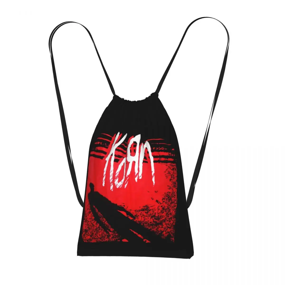 Korn Metal Rock Music Drawstring Backpack hiking cycling Bag Lightweight Foldable Storage Drawstring Bag for Men Women