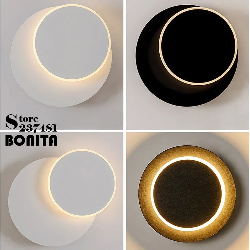 Nordic Modern Background Wall Lamp Creative DIY Rotating Home Decoration Bedside Light Hotel Corridor Lunar Eclipse Wall Scones