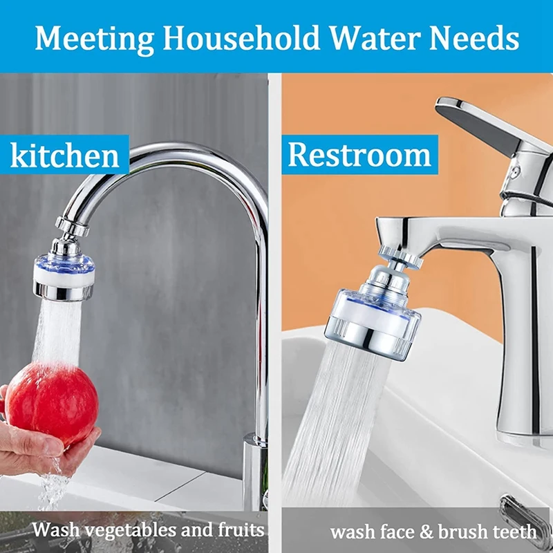 A74E- Rubinetto filtro acqua lavello, filtro rubinetto, 360 °   Filtri per rubinetti rotanti Filtrazione per rubinetti purificatore per bagno e cucina domestici