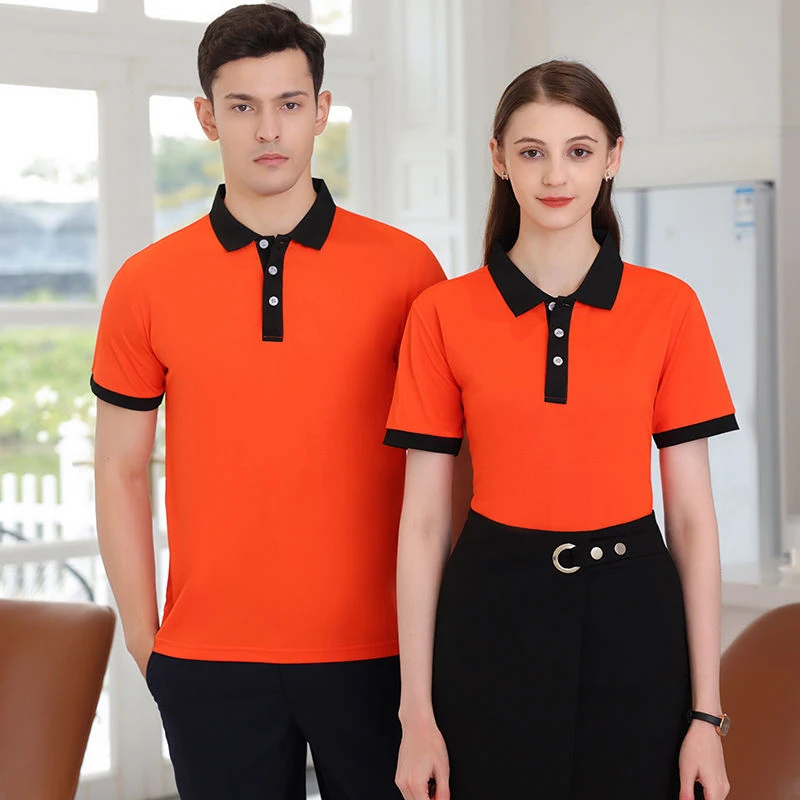 Summer Polo Short Shirts Custom Logo Embroidery Printing Design Hotel Coffee and Milk Tea Shop Waiter Supermarket Stores Tops