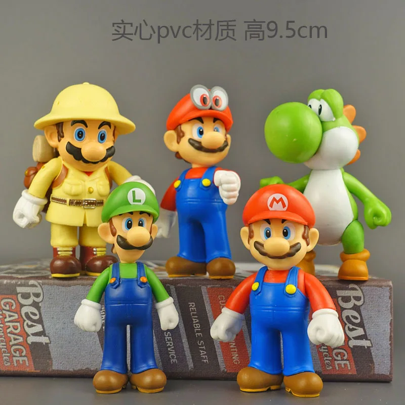 Super Mario Bros PVC Action Figure Toys Dolls Model Set Luigi Yoshi Donkey Kong Mushroom for kids Children\'s holiday gifts