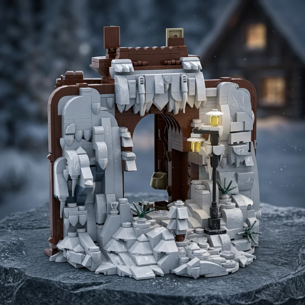 

MOC Fantasy Wardrobe Portal Building Blocks Micro Brick Diorama Creative Home Decor Scene Assembly Model Display Collection Gift