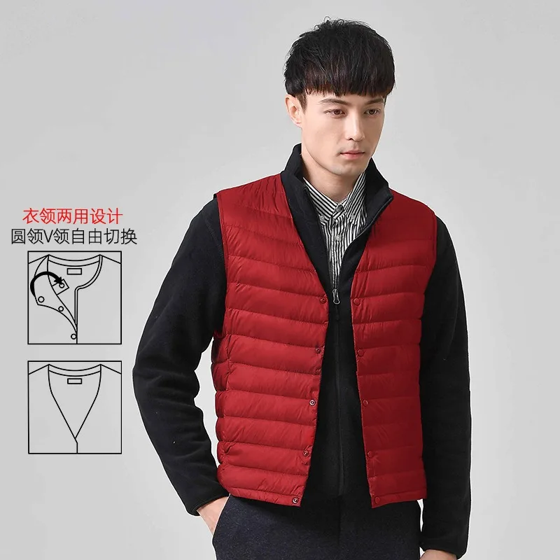 Men's Clothing Autumn winter New Arrivals Men's Collarless Lightweight Down Jacket Vest Tank Top Round Neck Lining Outerwear