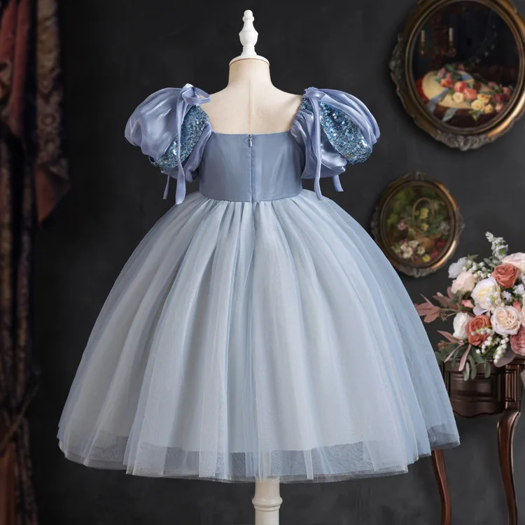 Vestidos de fiesta de cumpleaños para niños y niñas pequeñas, vestido de lentejuelas de graduación, vestidos de lujo, vestido Formal de noche con lazo, talla 3 a 8 años, 2024