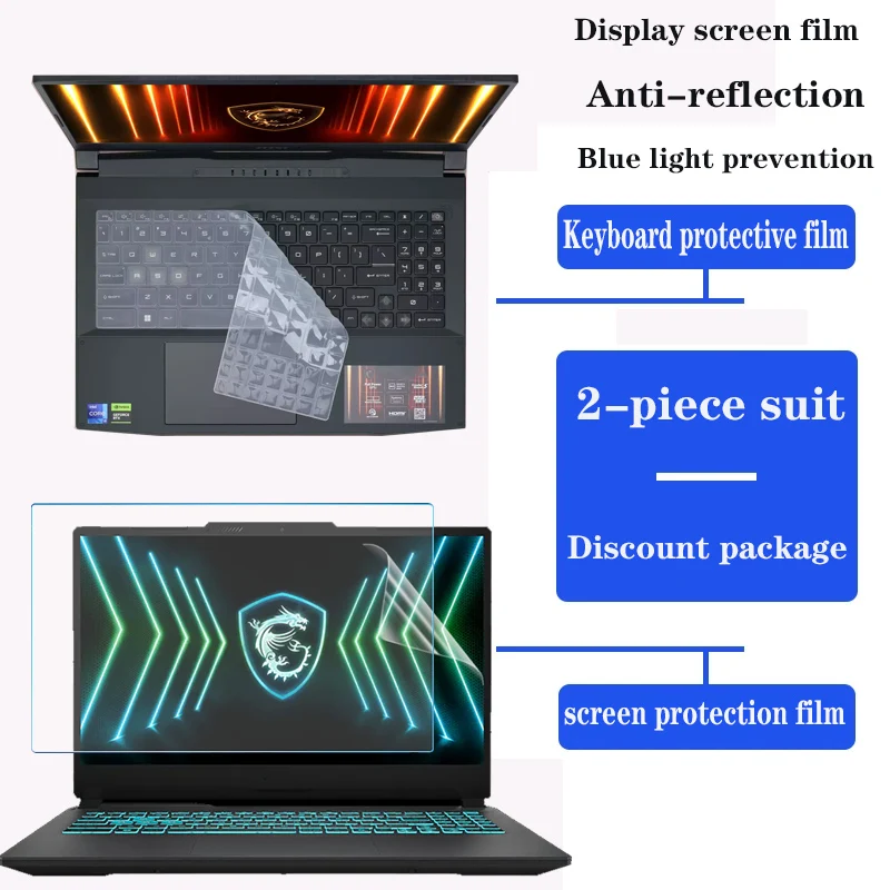 for 15.6inch MSI Cyborg 15 Black Edition A13 Keyboard film notebook HD screen film privacy protection anti-peep film Tempered