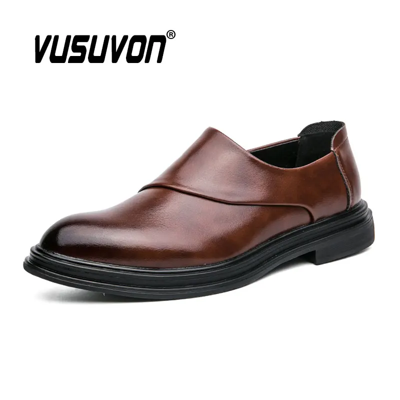 Men Fashion Loafers Shoes Breathable Leather 38-46 Size Boys Black Soft Outdoor Casual Autumn Winter Business Mules Dress Flats