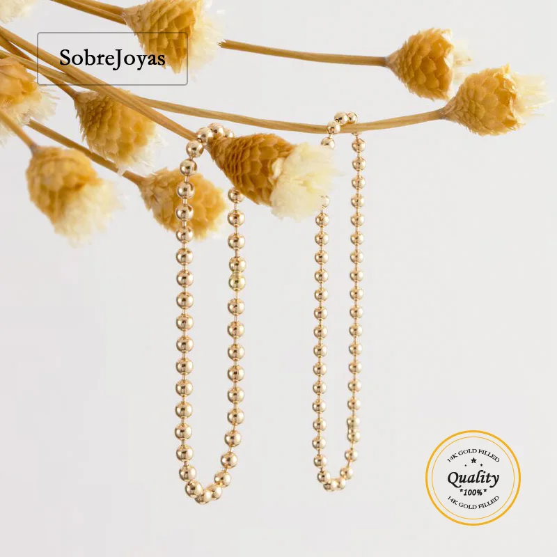 

14-каратное позолоченное кольцо-цепочка из бисера 1,5 мм, минималистичное кольцо в стиле бохо для женщин, золотые украшения, кольца-цепочки из бисера