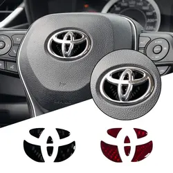 Pegatina decorativa para volante de coche, accesorios interiores de fibra de carbono para Prius Corolla Rav4, Yaris Verso Camry