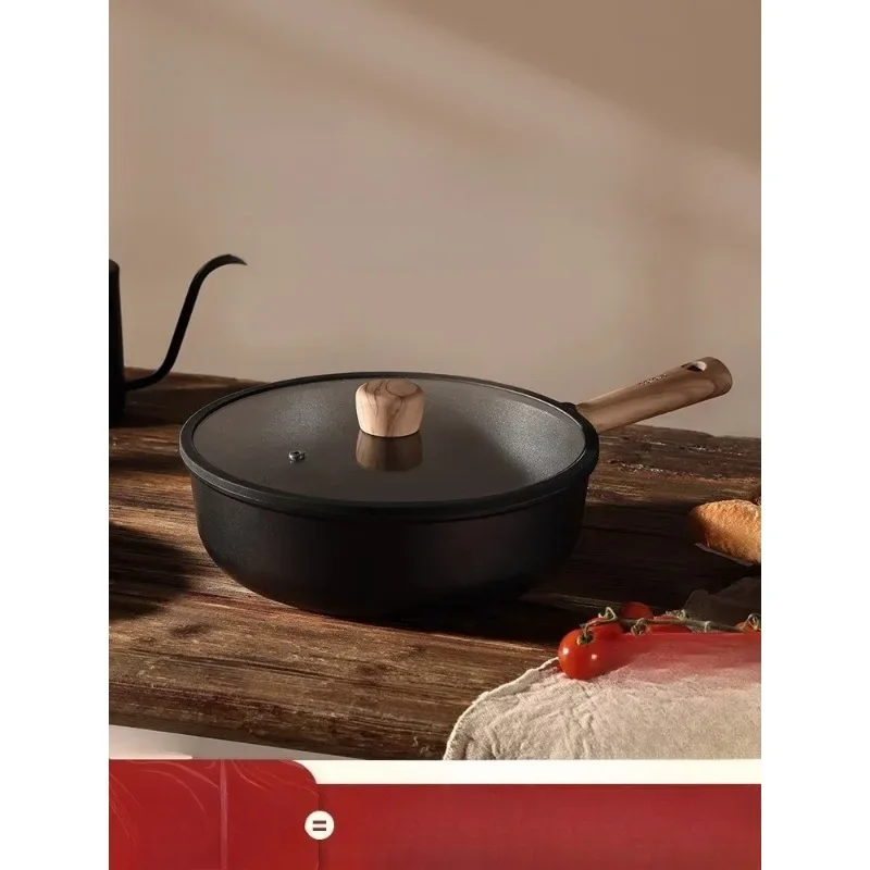 Non-stick Frying Pan for Home Use; Suitable for Induction Cooktops and Gas Stoves; Lightweight Titanium Construction.