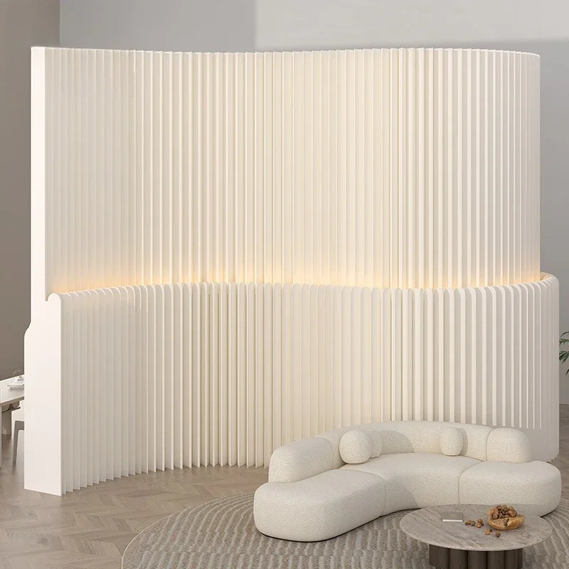 gd-LED Lighted Paper Room Divider, Retractable Foldable Privacy Screen, Modern Minimalist Art Decor, No-Drill Movable Partition,