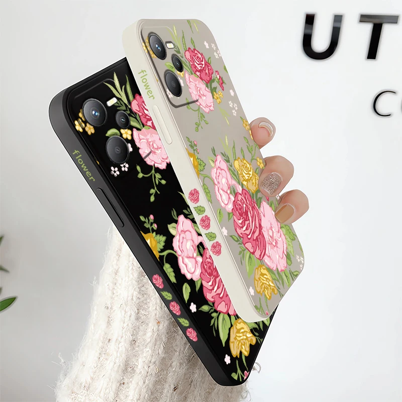 حافظة لهاتف OPPO Realme C65 C35 C33 C30 C75 4G C63 C25Y C21Y C20A C20 C11 موضة الزهور نمط غطاء غير لامع مقاوم للصدمات