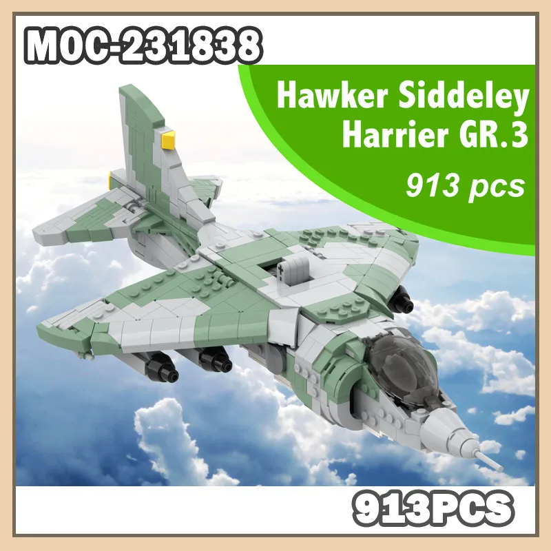 

Конструктор MOC-231838: Модульная модель самолета GR.3, аксессуары, подарок, кубики, космические технологии, истребитель, 913 деталей