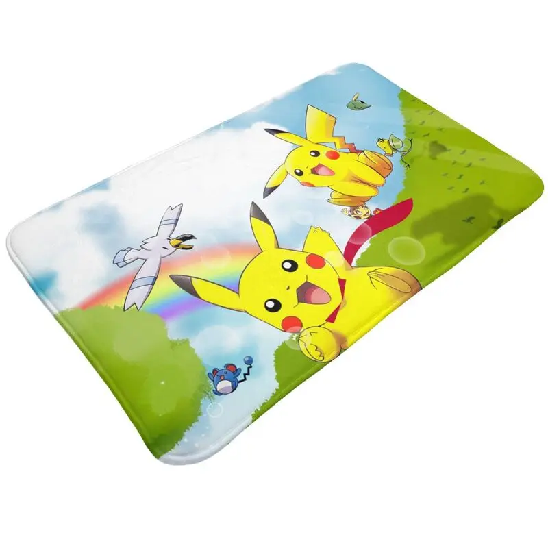 Custom Cartoon Animation Pokemon Pikachu Doormat Non-Slip Entrance Bath Kitchen Door Floor Mats Garage Rug Carpet Footpad