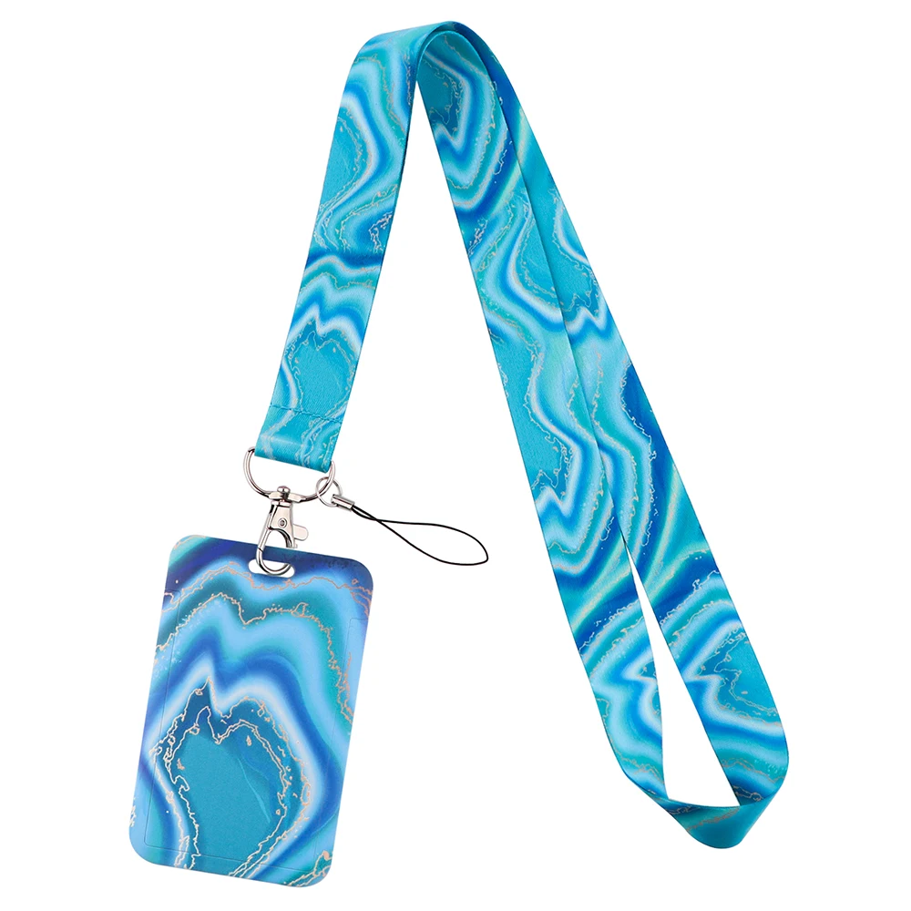 Uchwyt na identyfikator z wzorem marmuru, smycz na szyję, etui na karty dostępu, smycze, breloczki dla dziewczyn, kobiet, identyfikatory, breloczki do kluczy, wizytownik, prezent