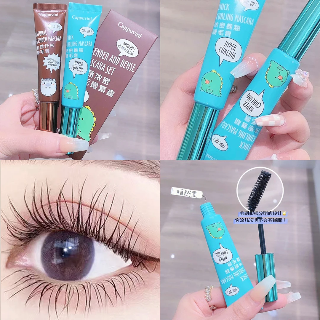 New Curling Waterproof Fiber Mascara Black Brown Eyelash Cosmetics Quick Dry Long-wearing Lengthening Eyelashes Extension Makeup