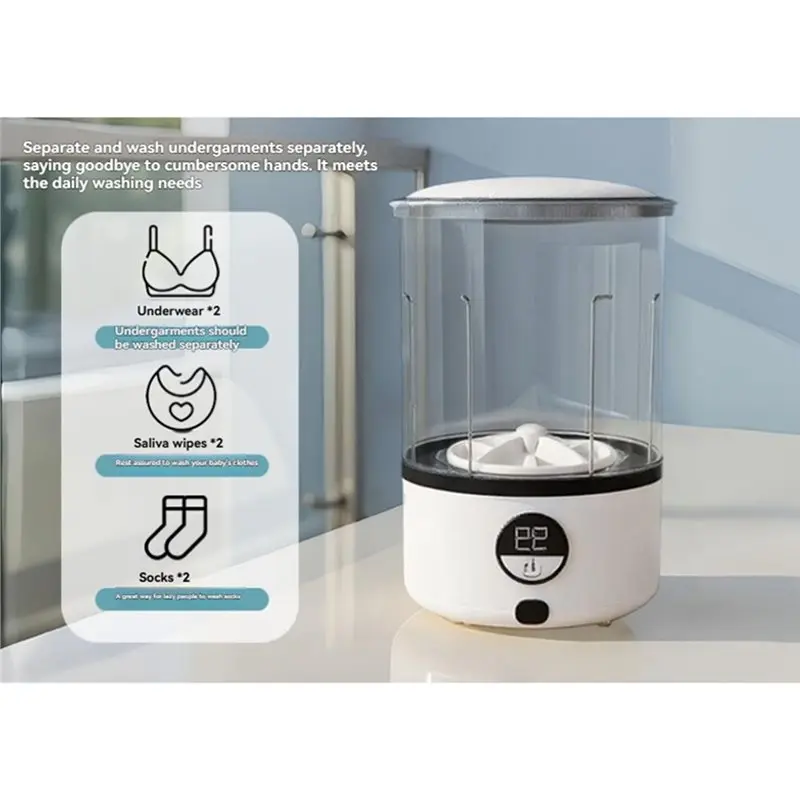A005-Copa de lavandería automática portátil inalámbrica para calcetines, ropa interior, lavadora de automatización completa para el hogar y los viajes