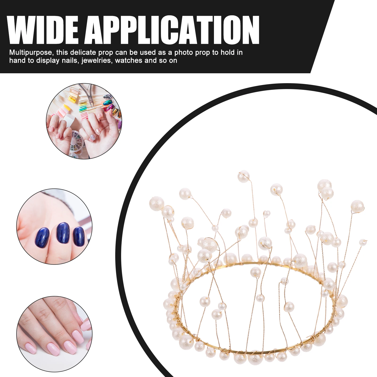 

2pcs Pearl Circle Photo for Nail Art Jewelry Photography Decorative Accessories Lightweight Round Fishing Net Design Durable