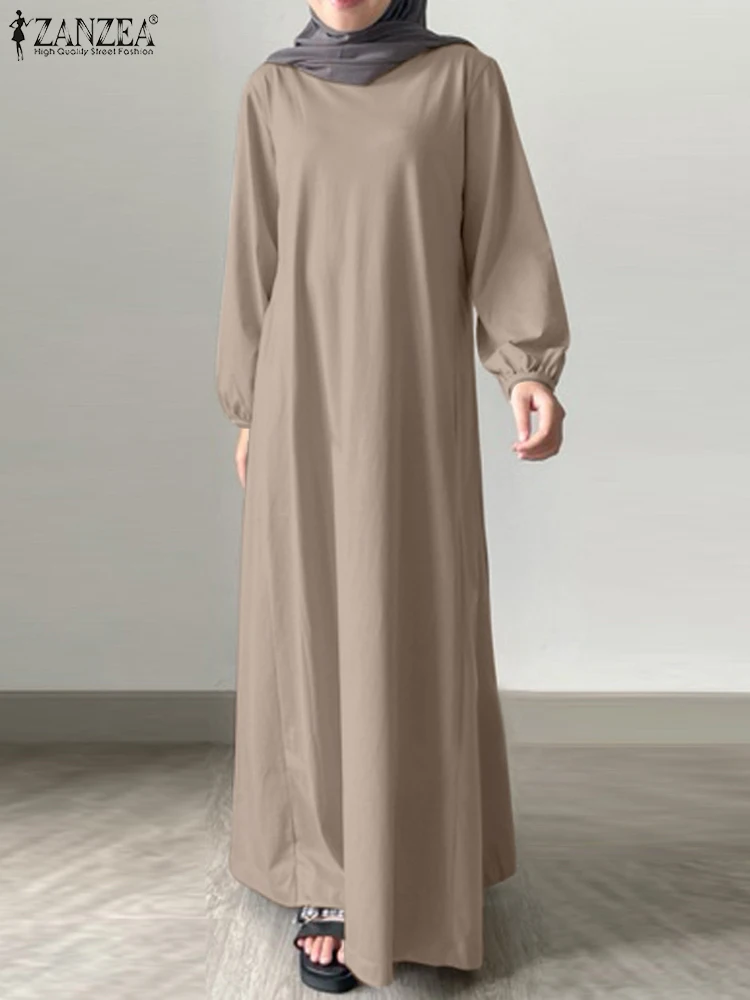 ZANZEA-Robe caftan à manches longues pour femmes musulmanes, Abaya de Turquie, Eid Mubarek, Vêtements islamiques, Hijab, Robe d'été, Mode automne, 2024