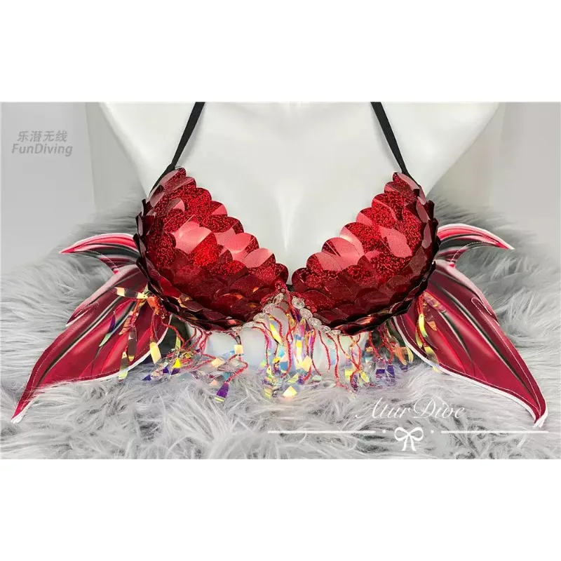 Sequin Mermaid Bikini Top  Decoration Mermaid Costume Bra Top for Underwater Show Stage Performance Photoshoot