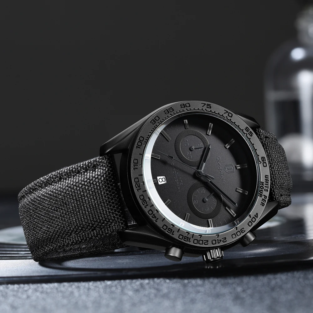 QINGXIYA ブランドメンズ腕時計多機能クロノグラフダイヤルカジュアルスポーツレザーオリジナルクォーツムーブメントビジネス腕時計男性用