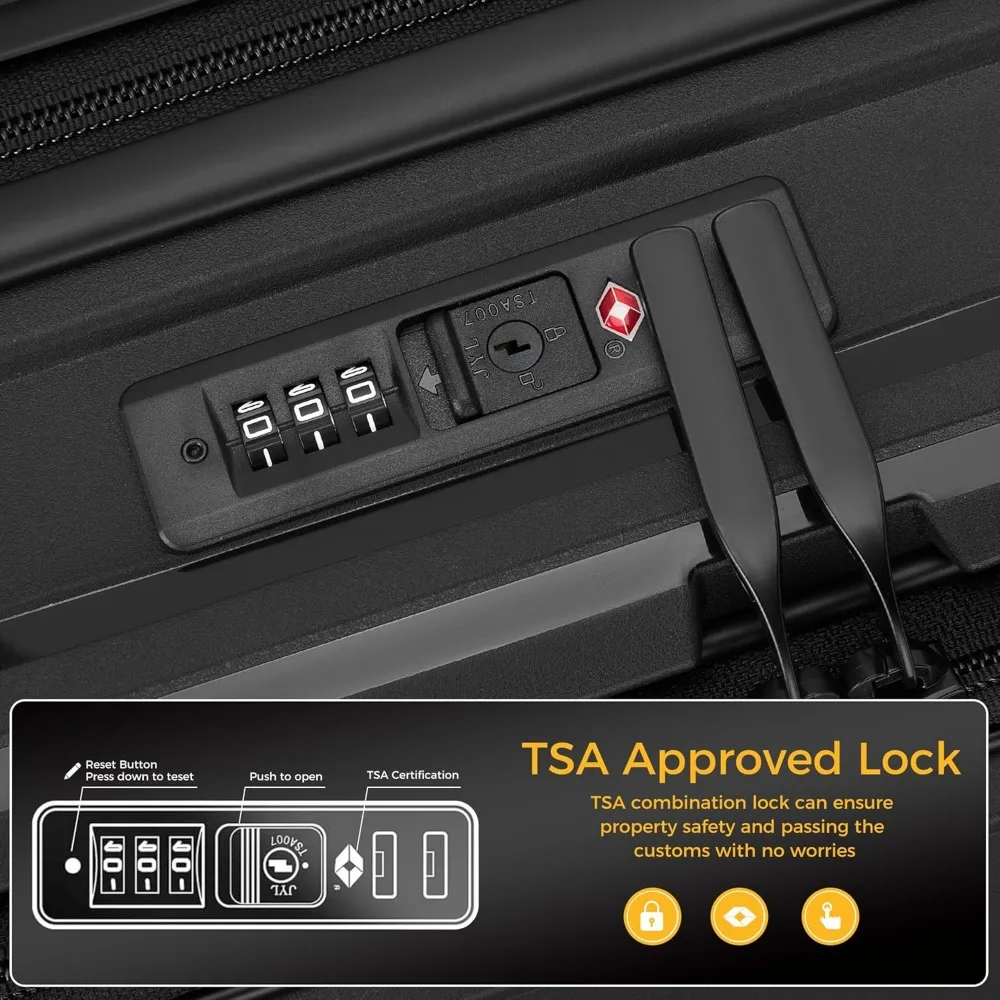 Front-Opening Expandable Hardshell Spinner Luggage, 22x14x9 Airline Approved, TSA Lock, Carry-On Suitcase with Wheels