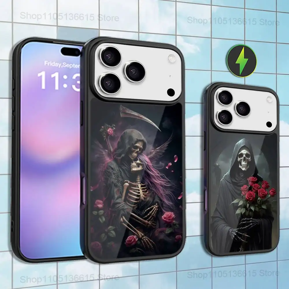 

Smiling Art Love Death Phone Case For iPhone 16,15,17,14,13,12,11,Pro,Max,Plus,Mini,Magsafe,Magnetic Wireless Charging Case