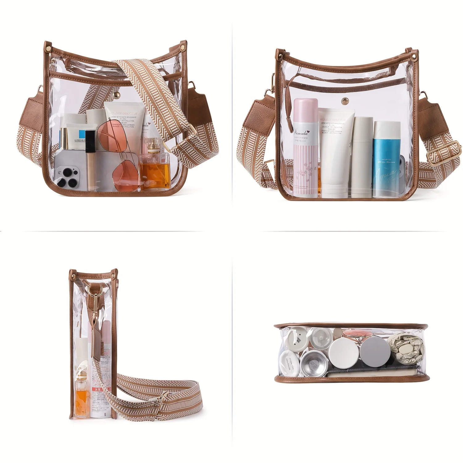 Clear Stadium Approved Clear Purse for Women with Adjustable Crossbody Strap