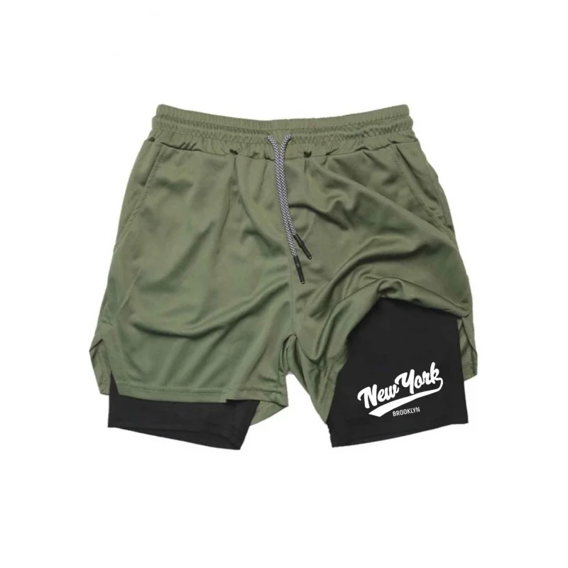 Men's Multi-Pocket Shorts Fitness Sports Shorts Casual Beach Workout Lined Tight Shorts Daily Style Mesh Running Shorts