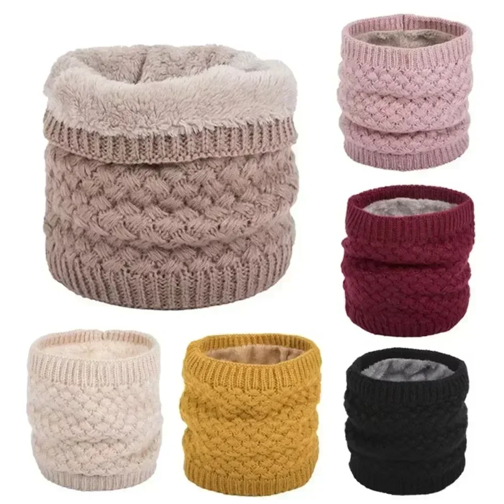 

1PC Winter Scarf Neckerchief Women Children Men Warm Cotton Brushed Knit Neckerchief Warmer Circle Ski Climbing Scarf Neck Scarf