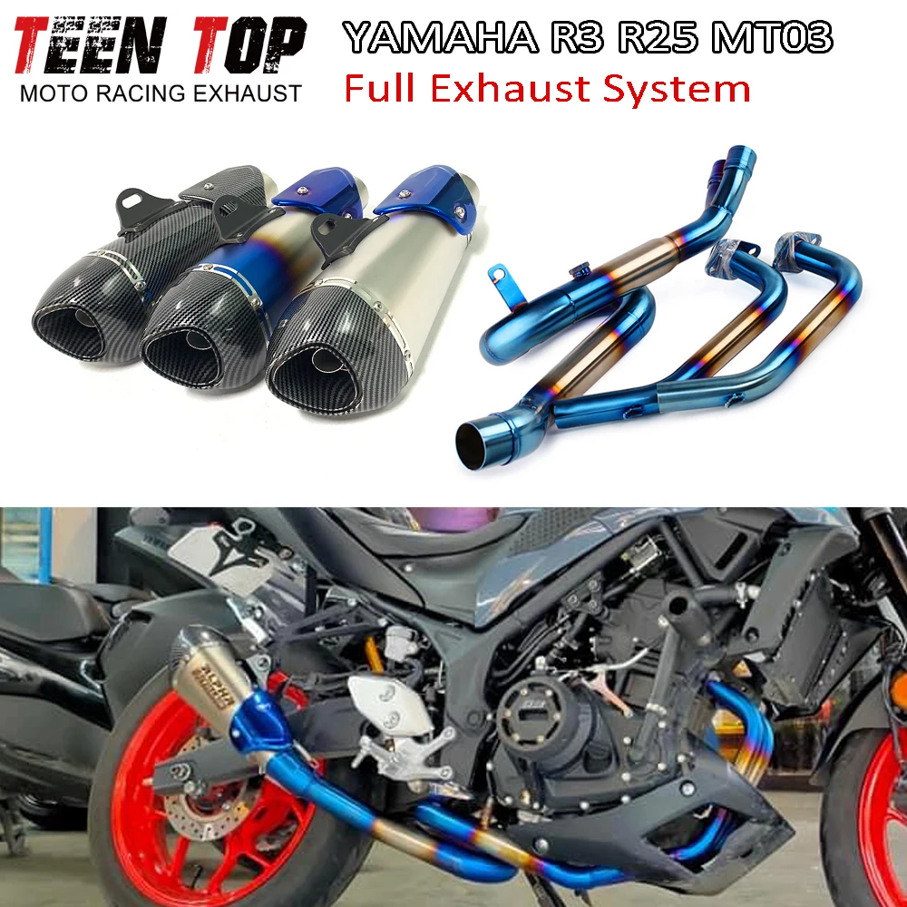 Motor Bike Escape Exhaust Full Systems Modified For Yamaha R3 R25 MT03 Exhaust Elbow Connect Tube 51MM Motorcycle Muffler Pipe