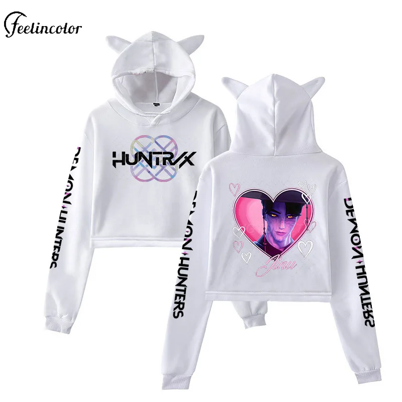 Bonito orelhas de gato curto hoodie outono inverno huntrix sajaboys pulôver anime cosplay festa jaqueta estudante y2k harajuku roupas