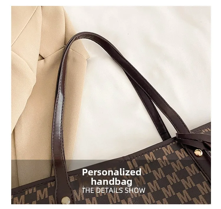 Große Kapazität Pendler-Tragetaschen Modische bedruckte Pu-Leder-Handtasche für Frauen College-Studenten Klasse Handtaschen Schultertasche – Detail 5