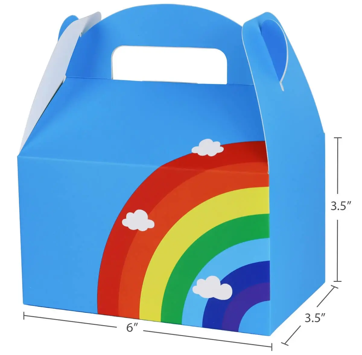 16 PCs Rainbow Party Favor Paper box, 6*3.5*3.5 Inch, Food Safe Kraft Paper and Ink, Natural (Biodegradable), Vivid Colored,Give Away Bags.