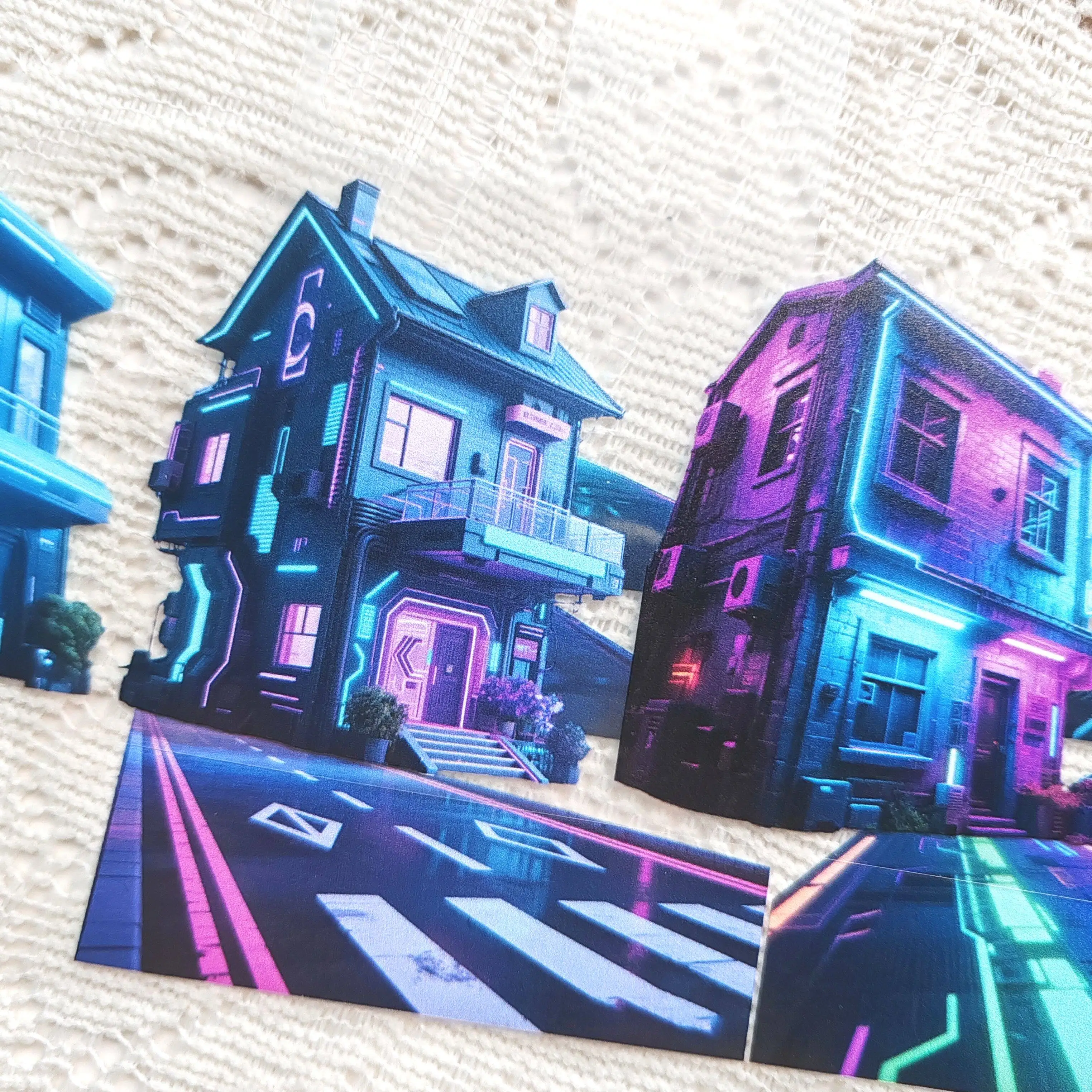 Pet Tape Journal Cyber World Cyber Sci-Fi Characters Future World Collage Decoration Card Landscaping