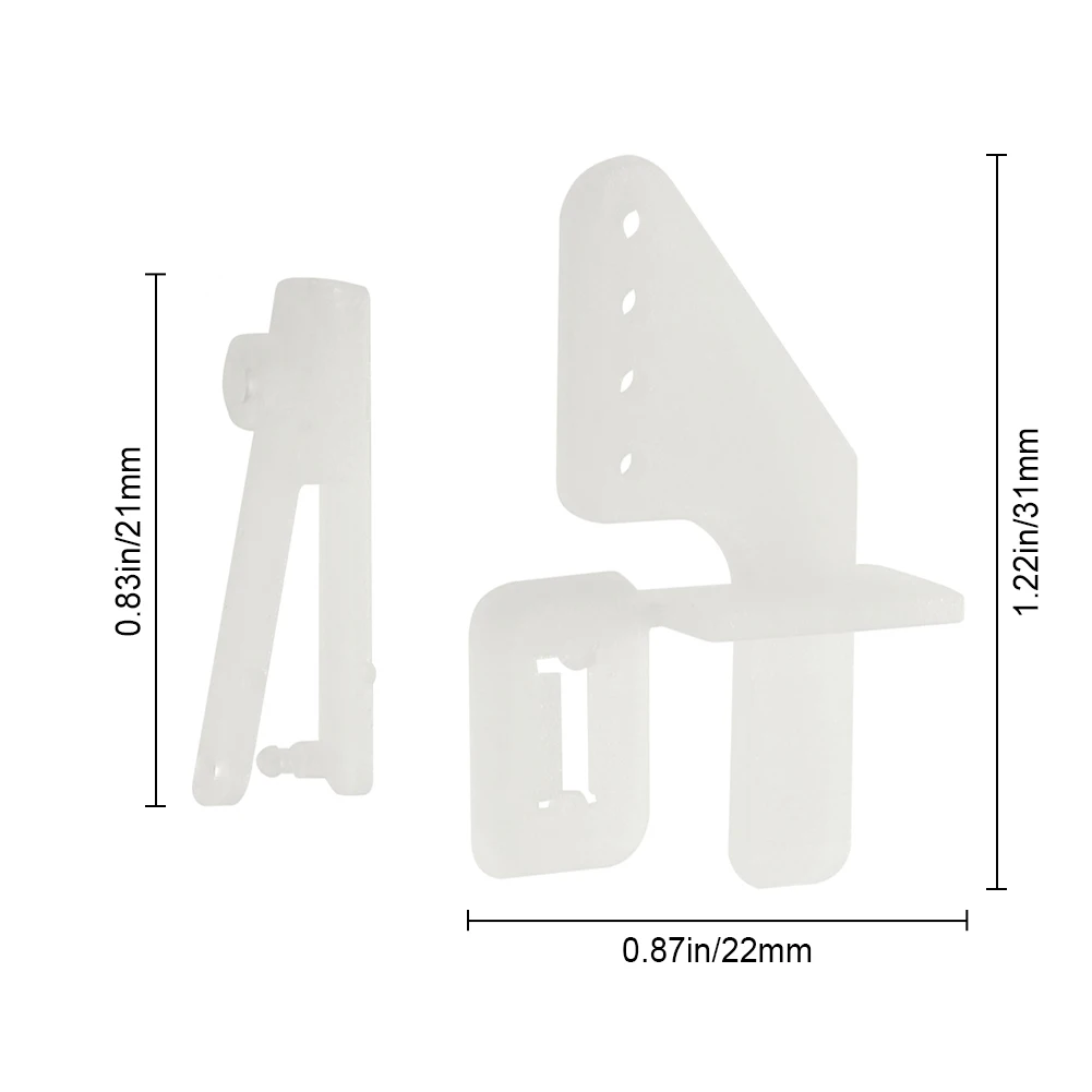 HobbyPark Nylon Micro Control Horns 20x11mm 4 Holes W/ Pin & 1.2x21mm Clevis for RC Foam Electric Park Flyers 10-Pack