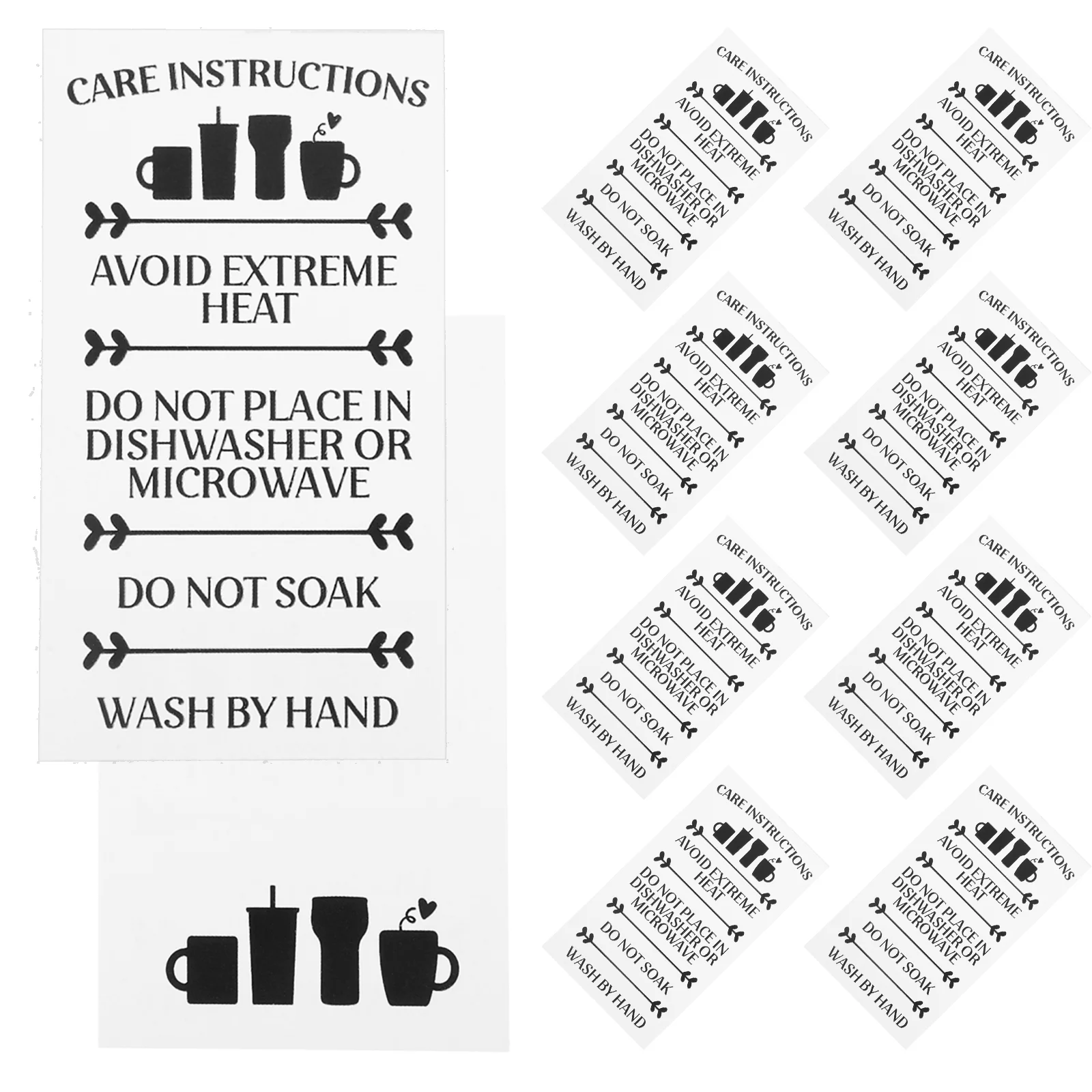 

50 Pcs Glass Instruction Card Paper Care Cards Labels Tumbler Small for Mug Packing Cup