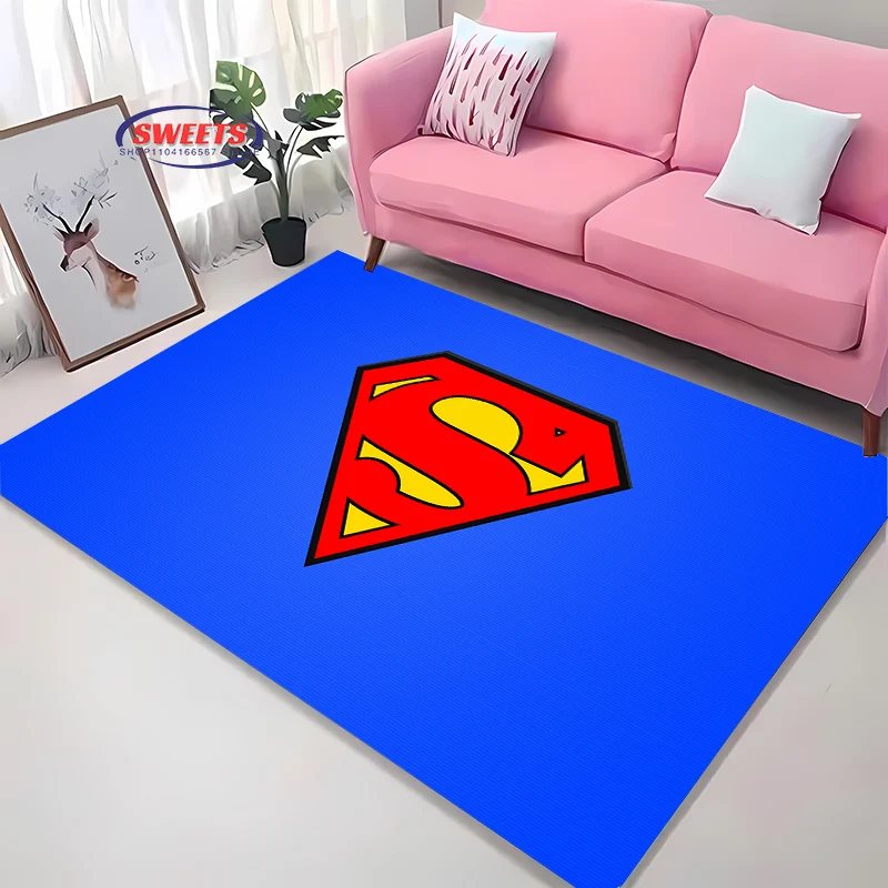 NO.2 Classic DC Superman Carpet Living Room Bedroom Bed Mat, Comfortable Non-slip Rug, Modern Simple Style, Durable Washable Rug