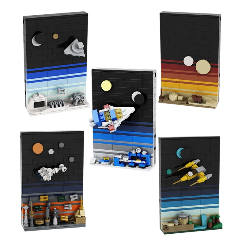 MOC Building Blocks Set, Creative Postcard-Style Spaceship Model Kit, DIY Assembly Toy for Adults & Kids, Unique Holiday Birthda