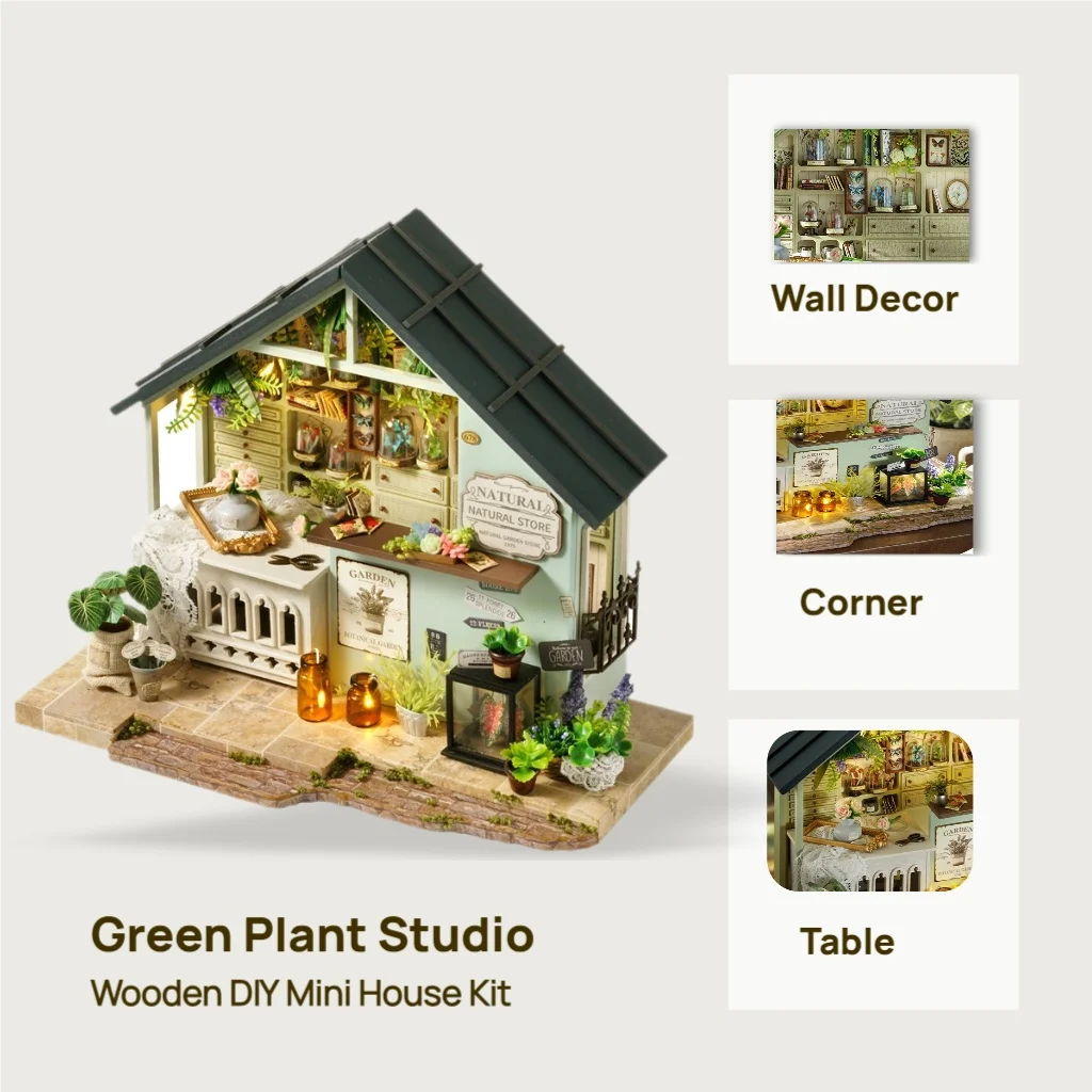 OUZEY 3D Wooden Dollhouse DIY Kit - Complete "Cozy Cottage" Model with Furniture & LED, Miniature Home Gift for Kids & Adults