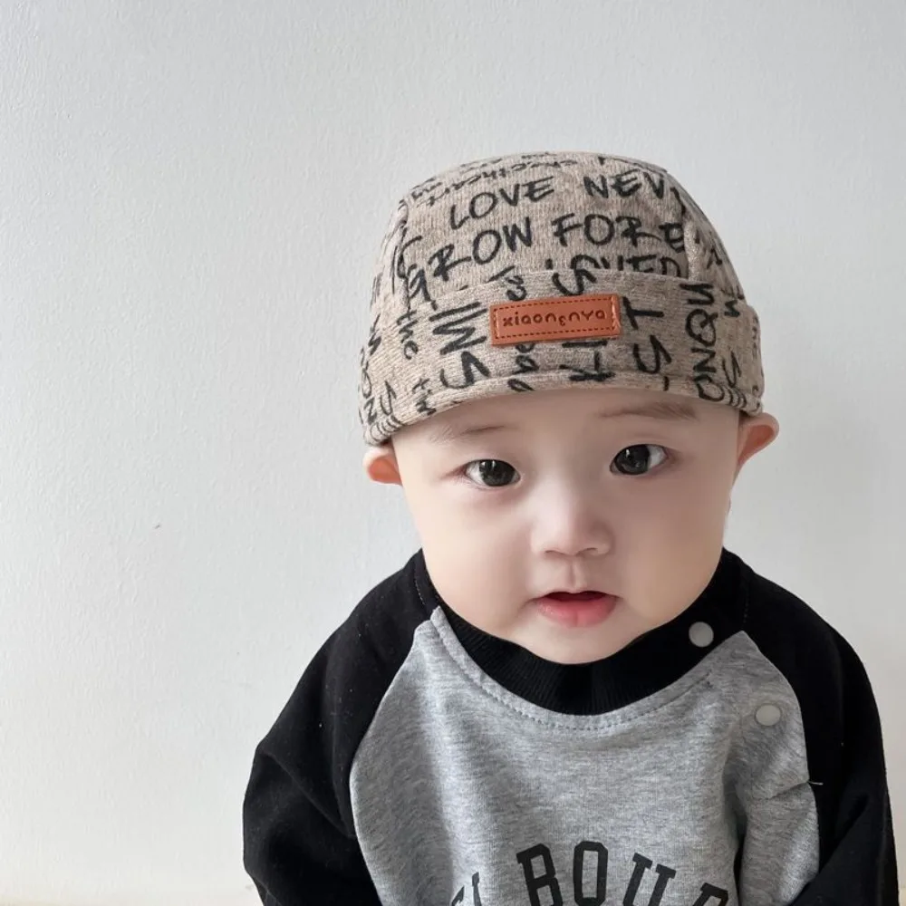 Letter Print Baby Pirate Hat Adjustable Tie Back Double Layer Infant Beanie Hat Cotton Lining Soft Fabric Toddler Bandana Hat