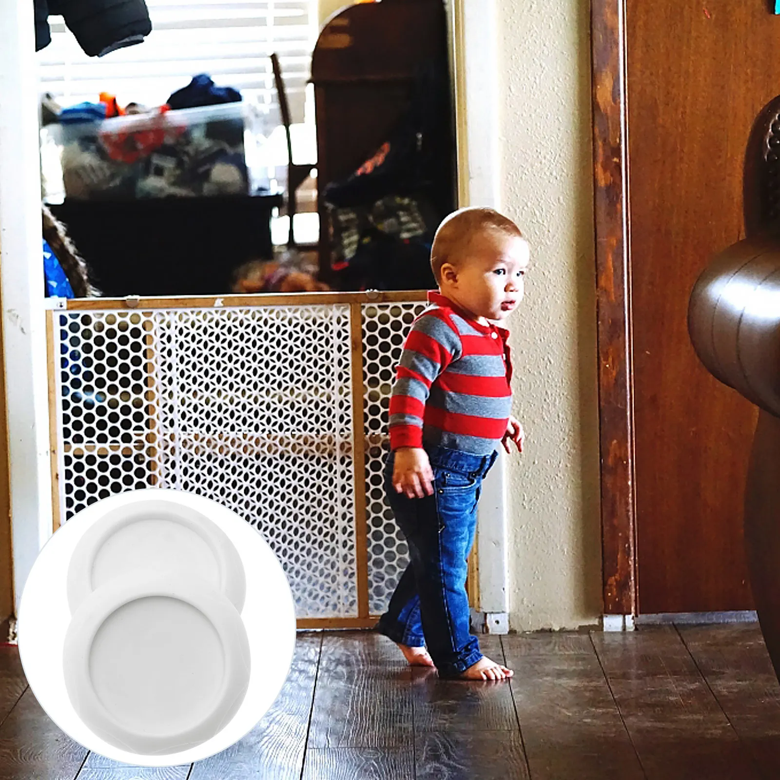 

2Pcs Baby Gate Wall Protector Cups Non-Slip for Safety Pet Child Shower Rod Garden Fence Gates No Tools Needed