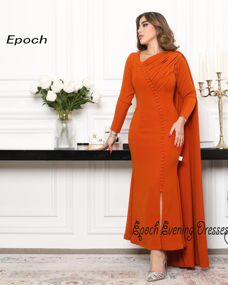 Vestido de noche Formal con escote en V para mujer, traje elegante con abertura lateral y botones para fiesta de cóctel y graduación, novedad de 2024