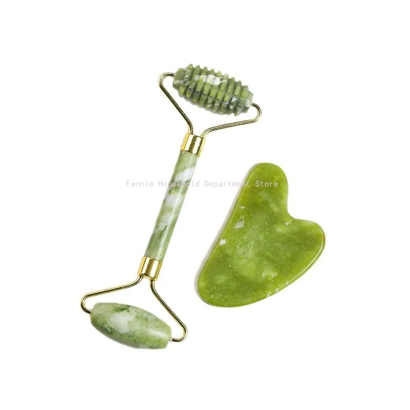 Natural Jade Roller Massager for Face Body Back Foot Massage Roller Facial Liftting Anti-wrinkle Double-end Gua Sha Jade Stone