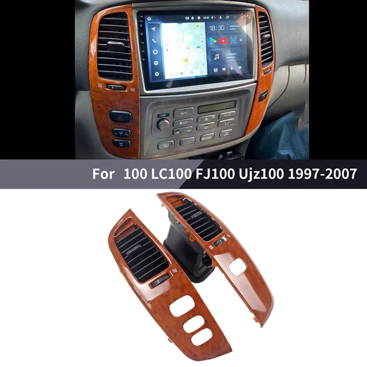 Car Interior Dashboard Air Vent Frame Assembly for Toyota Land Cruiser 100 LC100 Ujz100 FJ100 1997-2007 Wood Grain