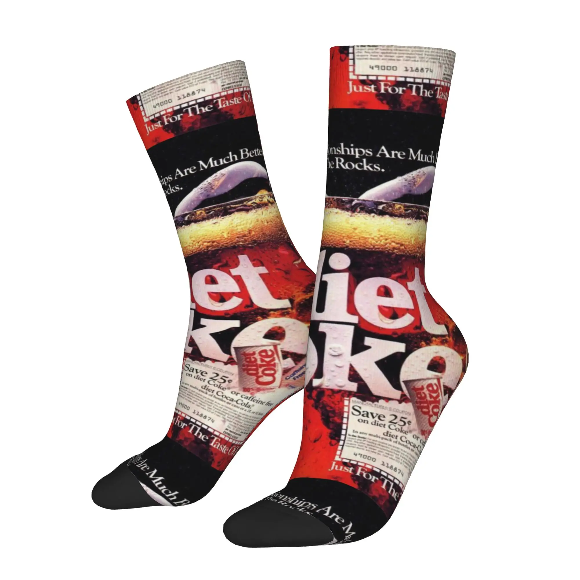 Funny Sock dDiet Coke dDiet Coke On The Rocks Vintage Promotional  Vintage Quality Pattern Printed Men Socks Novelty Men's Socks