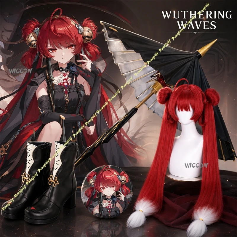 Suoming Cosplay Wig Wuthering Waves Cosplay Anime Game Cosplay Cosplay Wig Prop Umbrella Game Peripheral AccessoriesSet Hallowen
